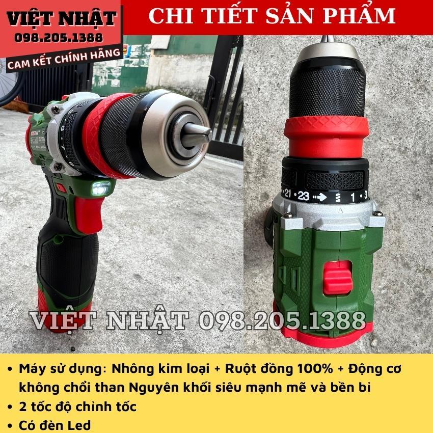Máy khoan pin và cấp vít trượt 2 trong 1 Akuza K6 đầu kẹp 10 ly autolock có thể tháo rời, kèm 2 pin 4 cell 16.8V