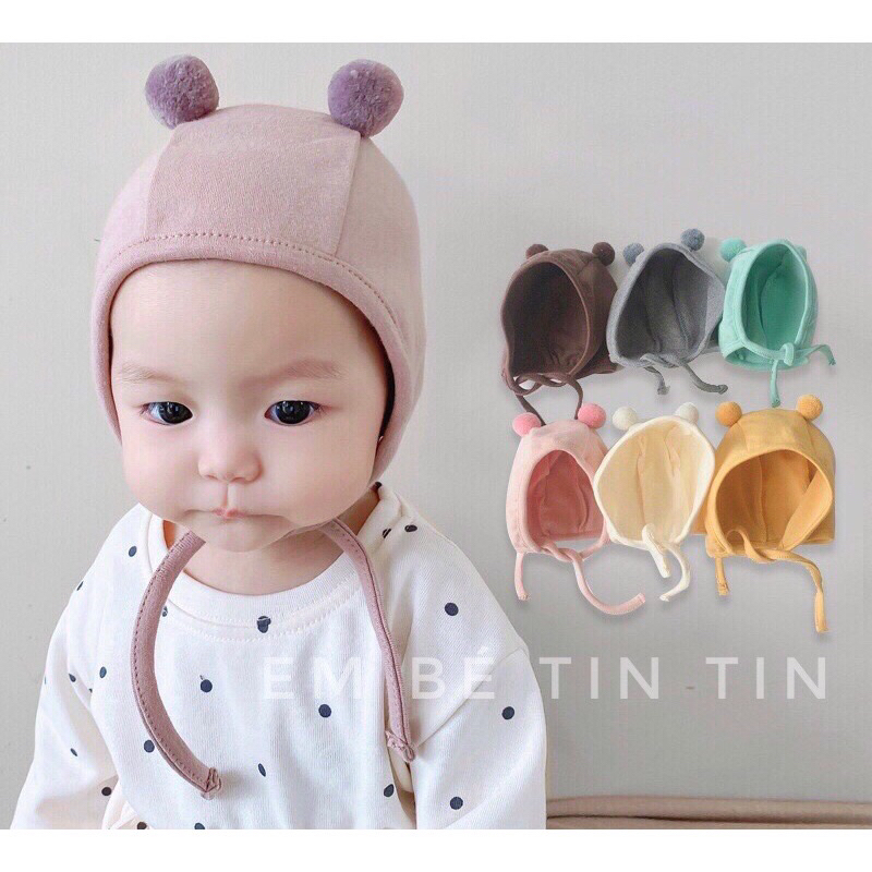 Mũ cục bông cotton Hàn cho bé