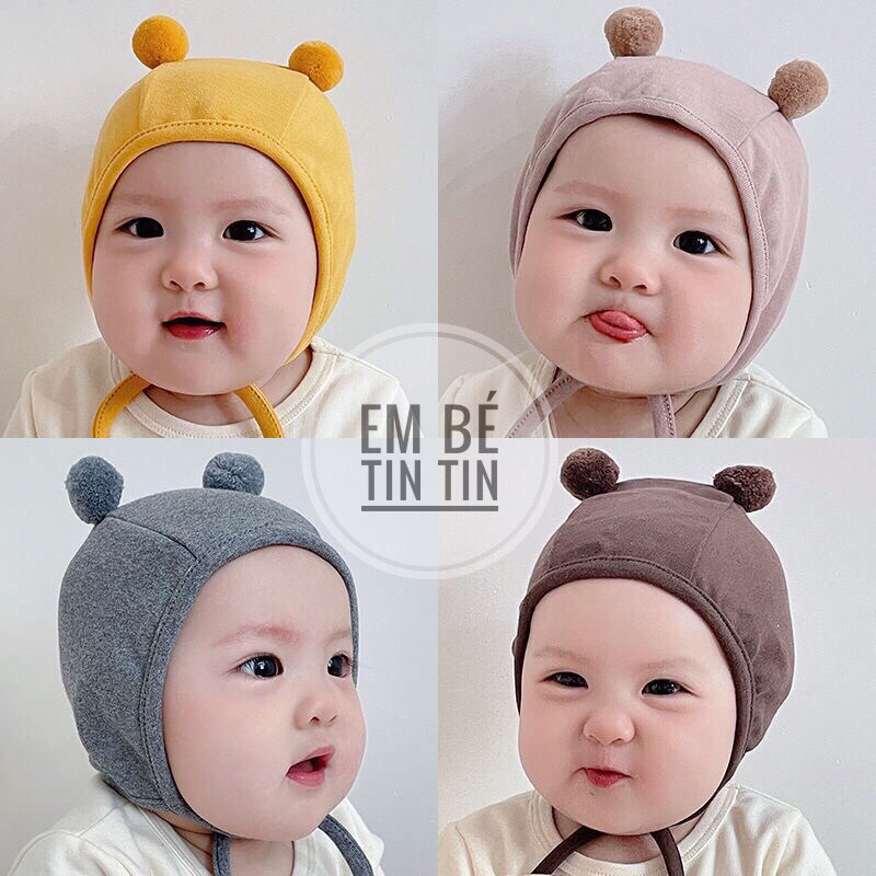 Mũ cục bông cotton Hàn cho bé