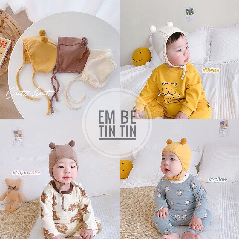 Mũ cục bông cotton Hàn cho bé