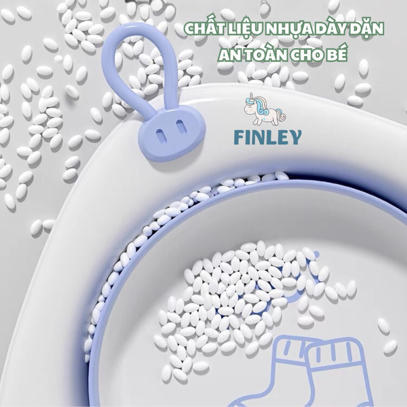 Thau chậu rửa mặt gấp gọn cho bé sơ sinh FINLEY Baby - Khủng long - Thỏ, thau rửa mặt gấp gọn cho bé, 3 màu pastel