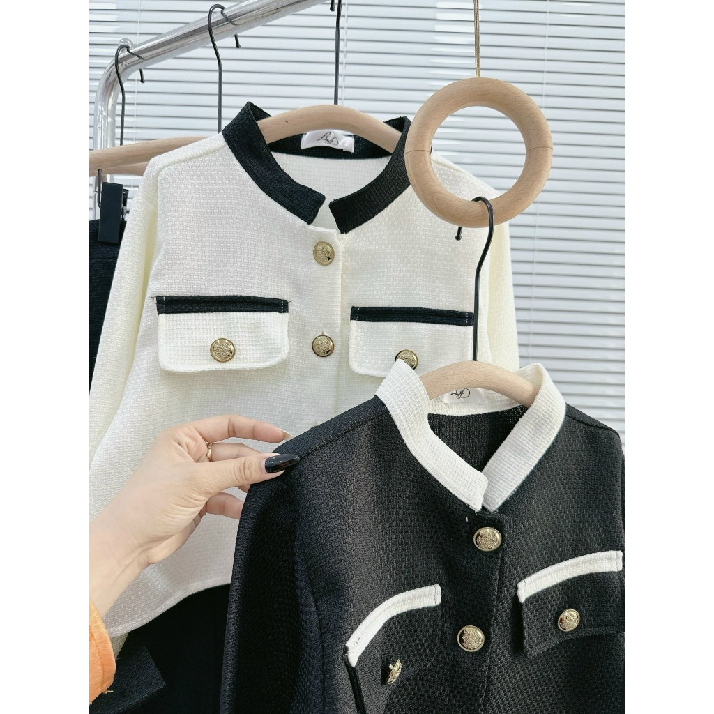 BIGSIZE HIẾU HIẾU  - Set áo tay dài phối nút kèm chân váy dáng dài thanh lịch