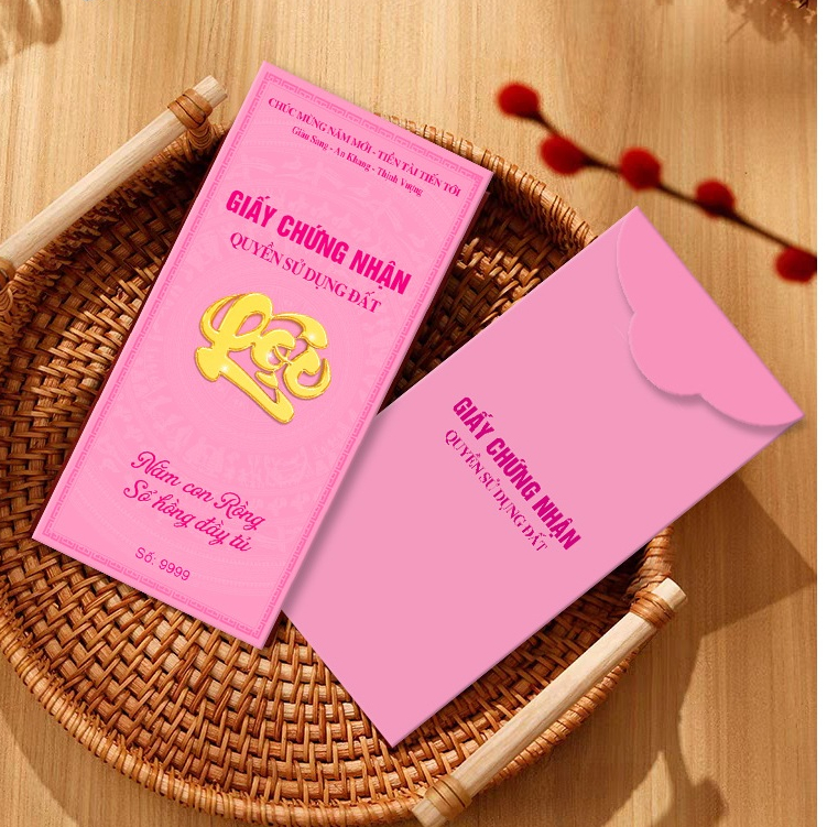 Sỉ 100 Bao lì xì sổ hồng sổ đỏ độc lạ đẹp