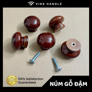 NÚM TỦ GỖ MÀU ĐỎ ĐẬM LOẠI LỚN - Tay nắm núm gỗ loại lớn (đỏ sẫm đậm)