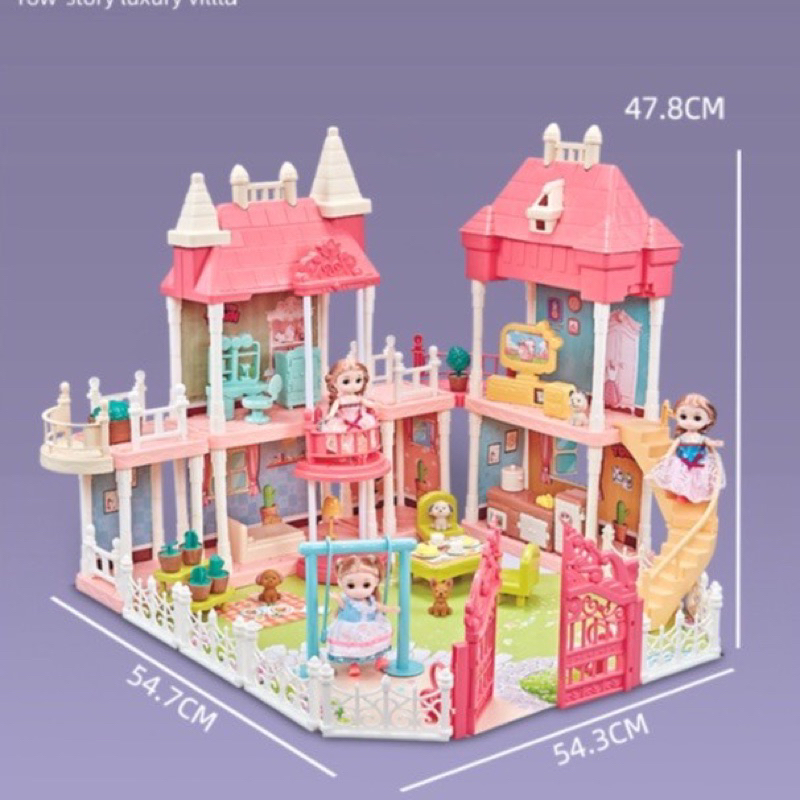 Đồ chơi lắp ráp ngôi nhà búp bê barbie nhiều tầng kích thước lớn dễ thương