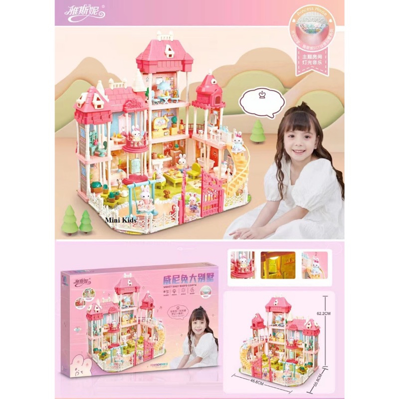 Đồ chơi lắp ráp ngôi nhà búp bê barbie nhiều tầng kích thước lớn dễ thương