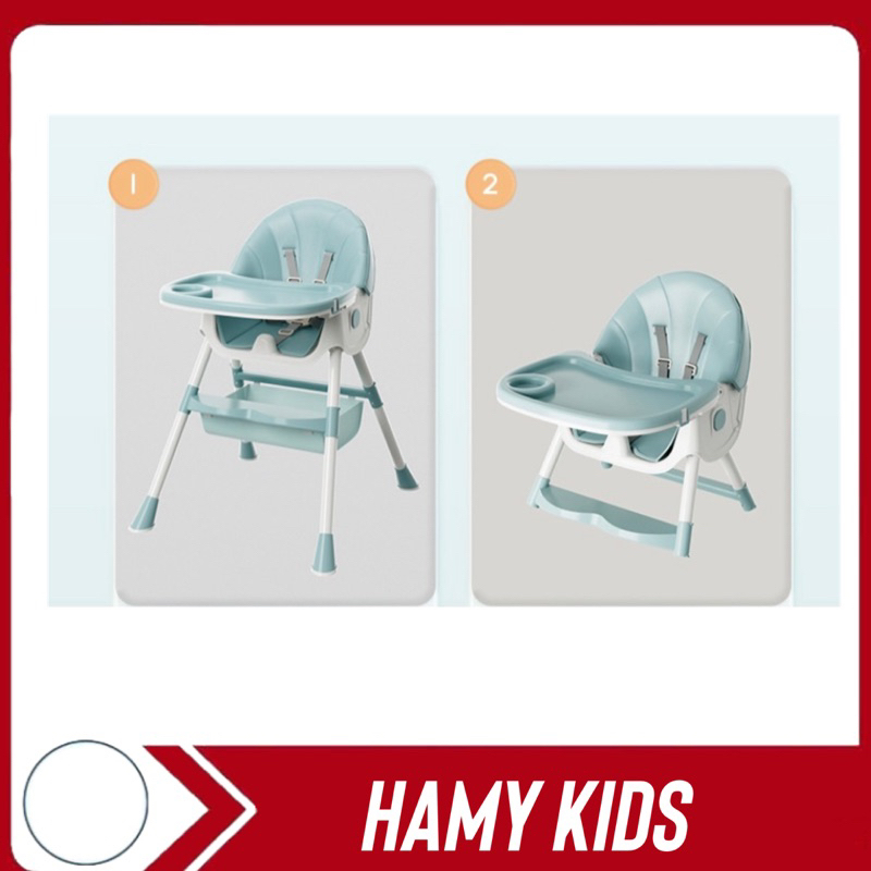 Ghế ăn dặm ngả lưng, điều chỉnh được 3 tư thế, có bánh xe + đệm gấp gọn hàng cao cấp