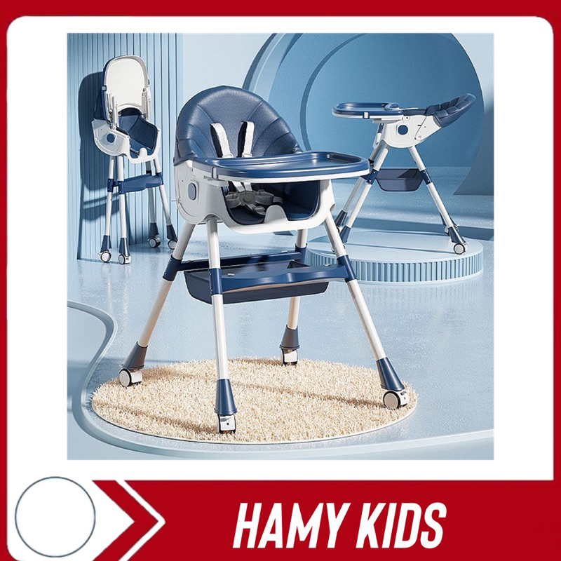 Ghế ăn dặm ngả lưng, điều chỉnh được 3 tư thế, có bánh xe + đệm gấp gọn hàng cao cấp