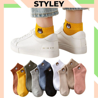 Tất nữ cổ ngắn style hàn quốc cute dễ thương,Vớ nữ cổ trung hoạ tiết gấu baby chất liệu cotton co dãn tối đa Styley P002