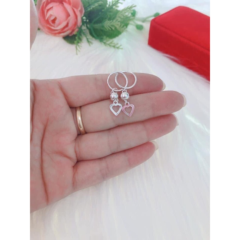 BÔNG TAI BẠC TRẺ CON - BÔNG TAI BI DÁNG DÀI CHO BÉ GÁI