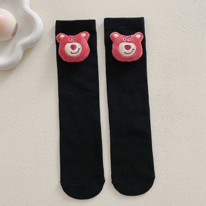 Tất Cổ Cao Gấu Dâu Cho Bé 🌟FREESHIP🌟 Vớ Cotton Dài Đến Đầu Gối In Hình Gấu 3D Siêu Dễ Thương Cho Bé Yêu