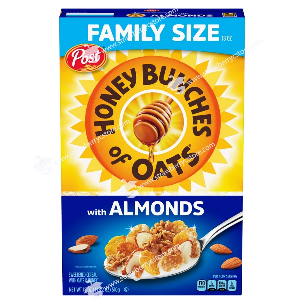 Ngũ Cốc Ăn Sáng Yến Mạch Mật Ong Với hạnh Nhân Post Honey Bunches of Oats with Almonds Breakfast Cereal, Hộp 510g