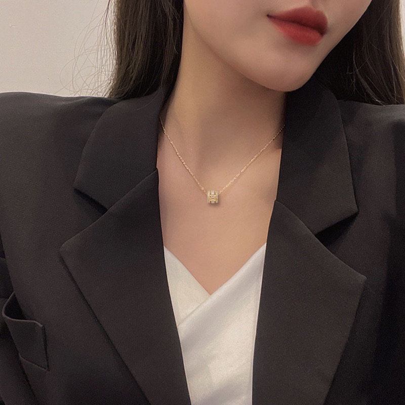 Dây Chuyền Thép Titan Đính Đá Zircon Đơn Giản Thời Trang