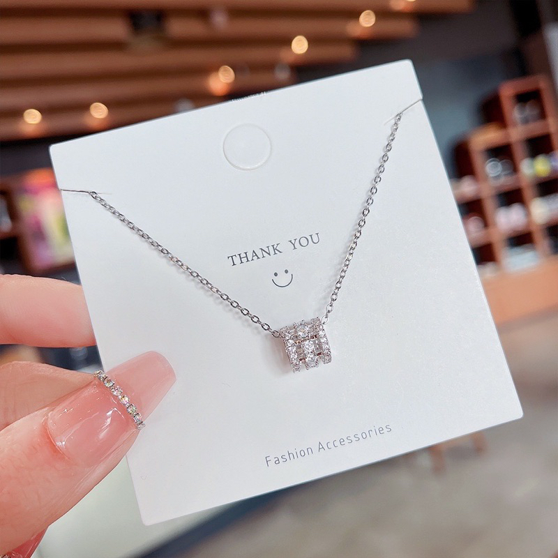Dây Chuyền Thép Titan Đính Đá Zircon Đơn Giản Thời Trang