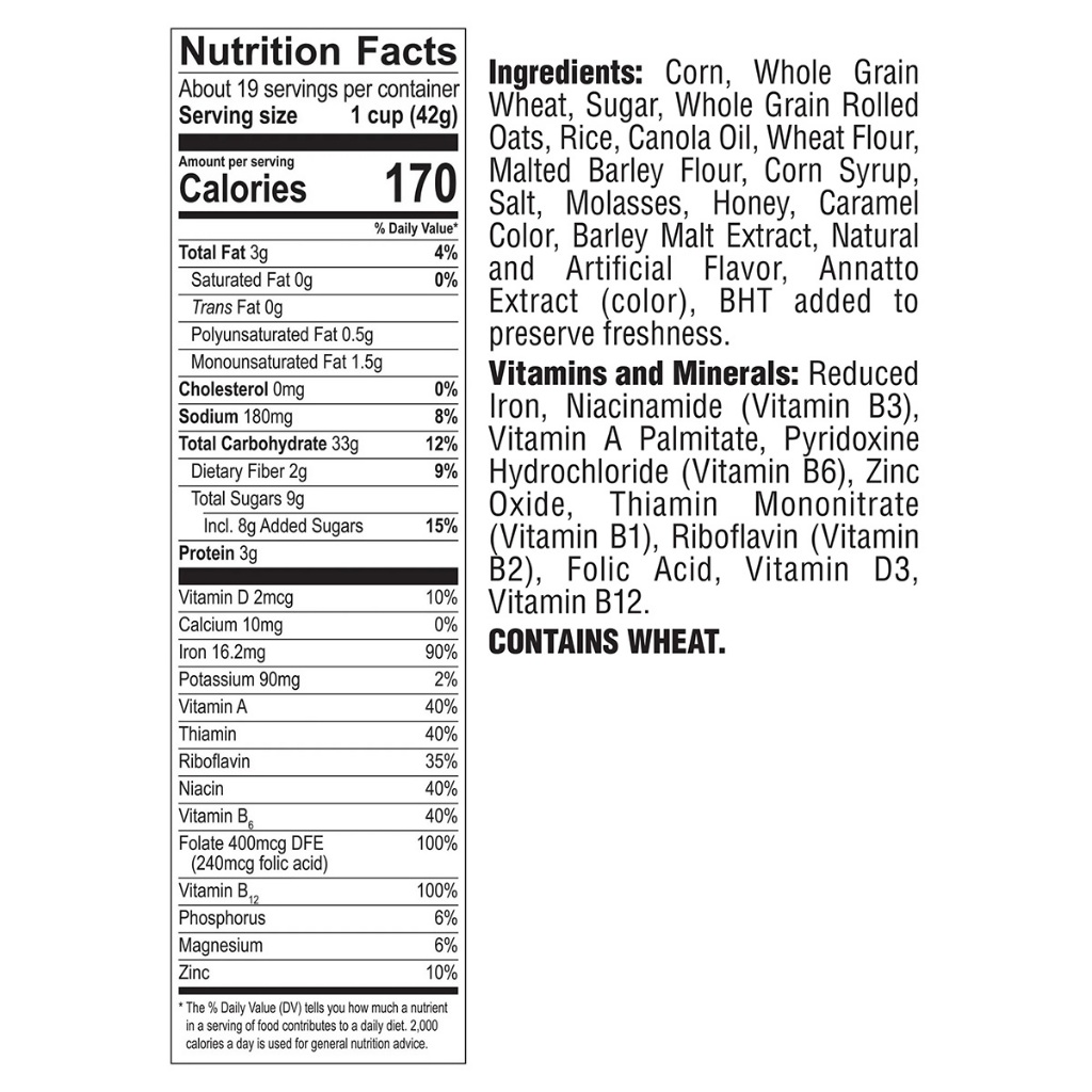 Ngũ Cốc Ăn Sáng Yến Mạch Mật Ong Với hạnh Nhân Post Honey Bunches of Oats with Almonds Breakfast Cereal, Hộp 510g