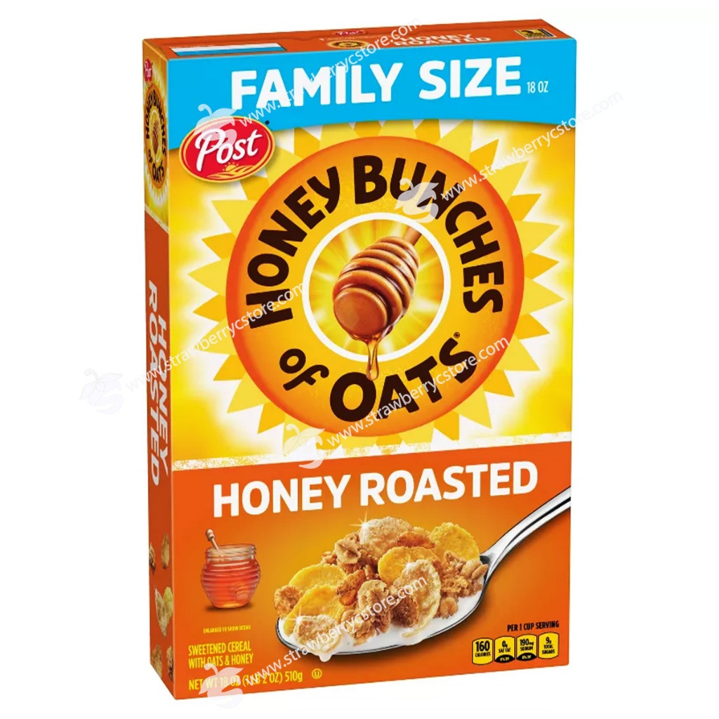 Ngũ Cốc Ăn Sáng Yến Mạch Mật Ong Post Honey Bunches of Oats Honey Roasted Breakfast Cereal, Family Size Cereal, Hộp 510g