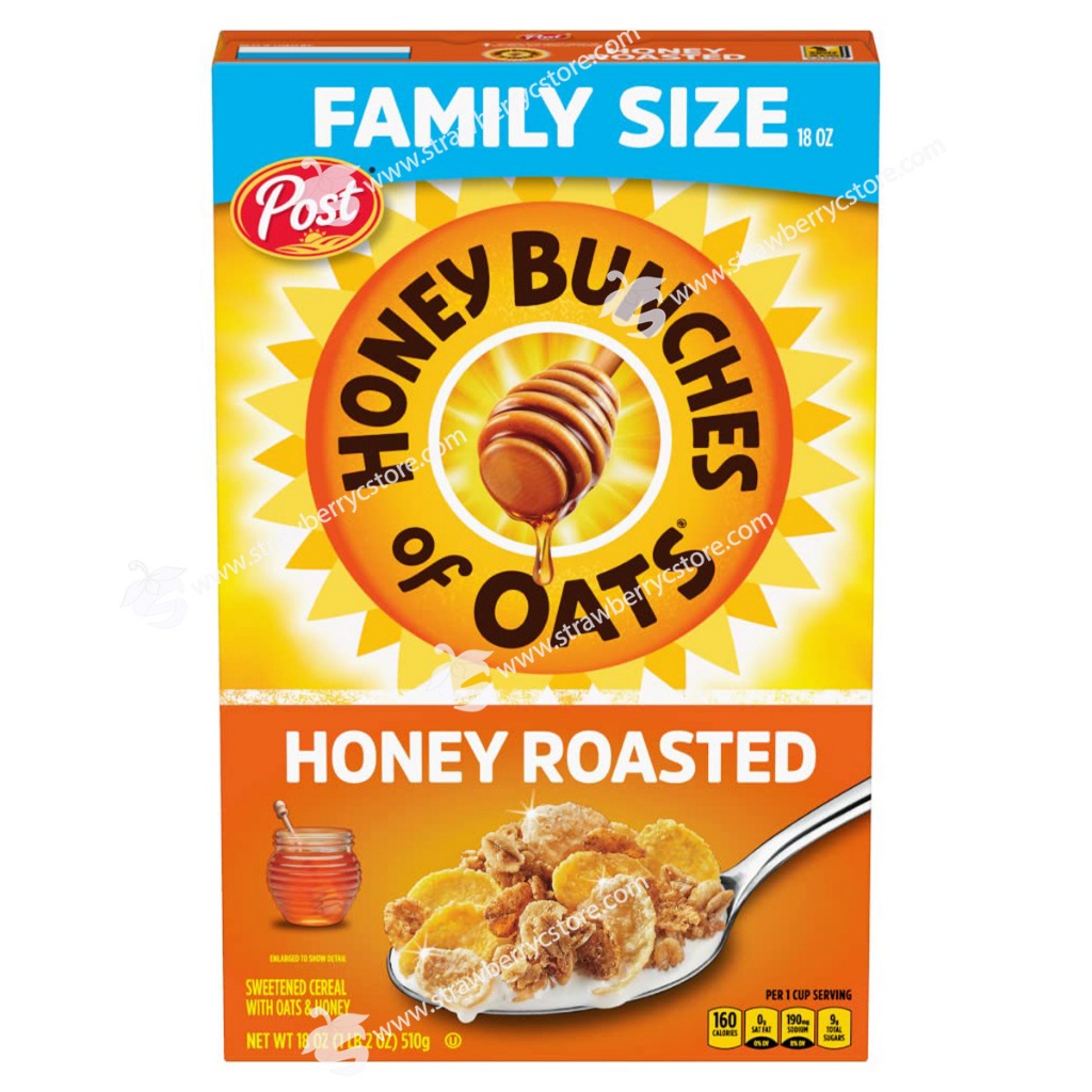 Ngũ Cốc Ăn Sáng Yến Mạch Mật Ong Post Honey Bunches of Oats Honey Roasted Breakfast Cereal, Family Size Cereal, Hộp 510g