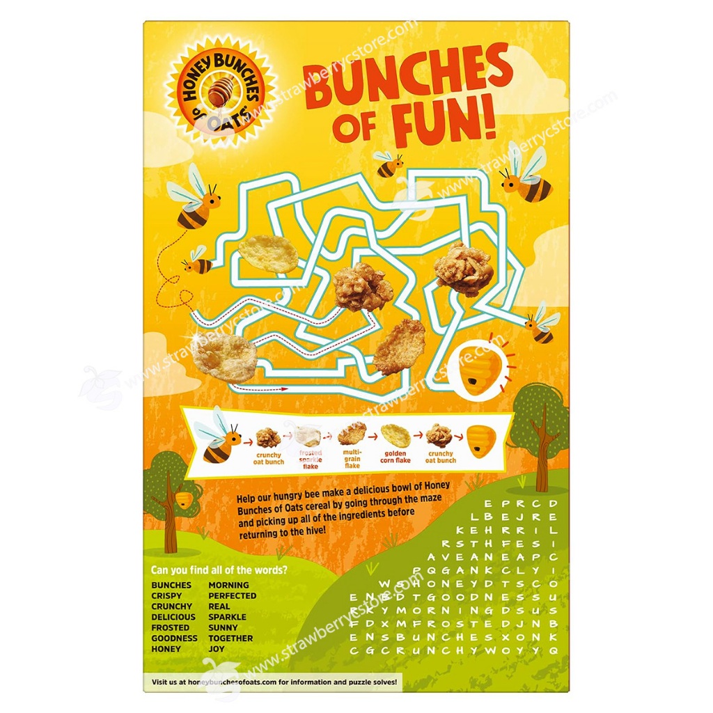 Ngũ Cốc Ăn Sáng Yến Mạch Mật Ong Post Honey Bunches of Oats Honey Roasted Breakfast Cereal, Family Size Cereal, Hộp 510g