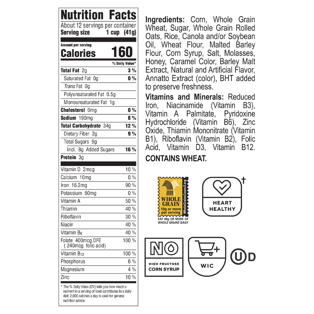 Ngũ Cốc Ăn Sáng Yến Mạch Mật Ong Post Honey Bunches of Oats Honey Roasted Breakfast Cereal, Family Size Cereal, Hộp 510g