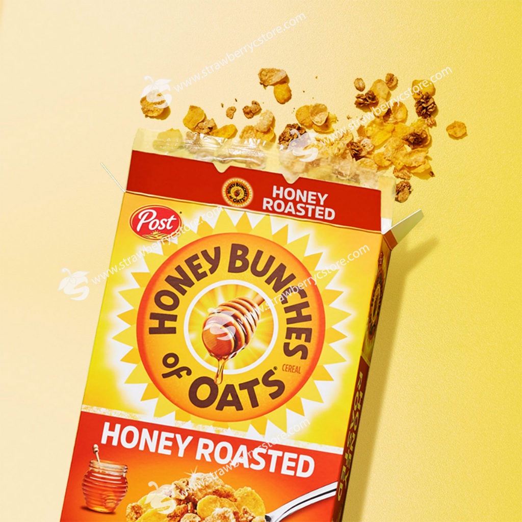 Ngũ Cốc Ăn Sáng Yến Mạch Mật Ong Post Honey Bunches of Oats Honey Roasted Breakfast Cereal, Family Size Cereal, Hộp 510g