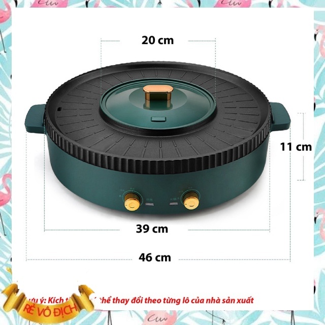 Bếp lẩu nướng 2 trong 1 OSAKA, nồi nướng kèm lẩu điện đa năng hàng xịn, đường kính 40cm Bảo hành 12 tháng -MERUKARI-