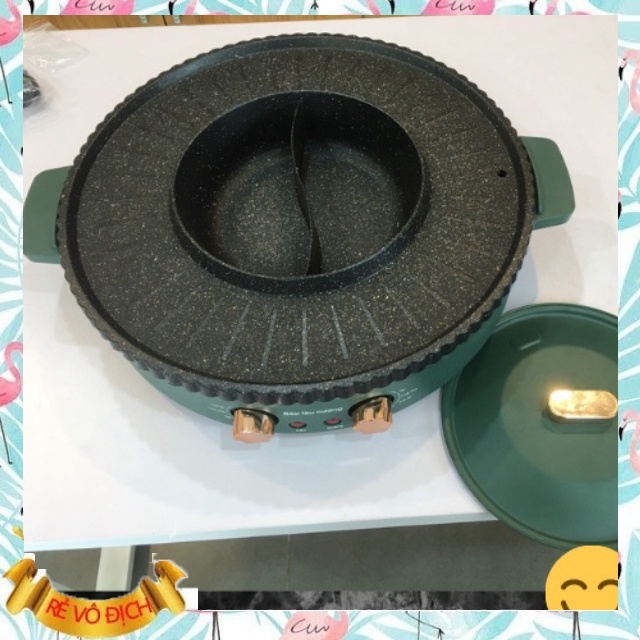 Bếp lẩu nướng 2 trong 1 OSAKA, nồi nướng kèm lẩu điện đa năng hàng xịn, đường kính 40cm Bảo hành 12 tháng -MERUKARI-