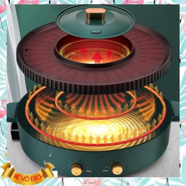 Bếp lẩu nướng 2 trong 1 OSAKA, nồi nướng kèm lẩu điện đa năng hàng xịn, đường kính 40cm Bảo hành 12 tháng -MERUKARI-