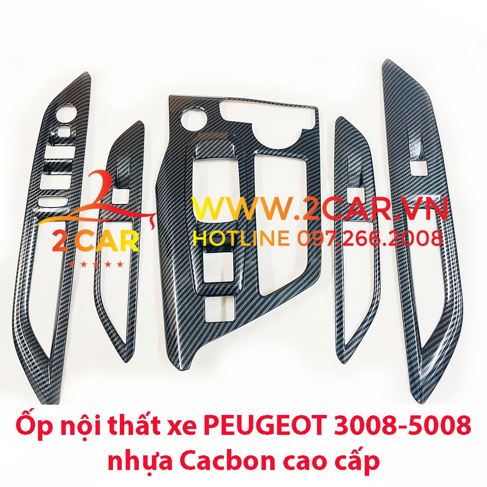 Ốp nội thất Carbon xe Peugeot 3008, 5008 - 5 Chi tiết chất liệu nhựa vân cacbon cao cấp