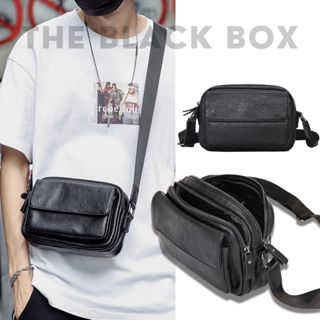 Túi Đeo Chéo Nam Bằng Da Mềm Dạng Hộp Nhiều Ngăn Cao Cấp, Đeo Vai Đi Chơi Dạo Phố Tiện Lợi  - The Black Box