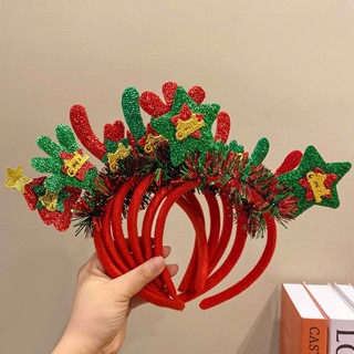  🎄🎄🎄Băng đô Noel 2025 màu xanh đỏ kim tuyến có đèn  không đèn - Cài tóc giáng sinh xinh xắn sừng tuần lộc -Selenshop 