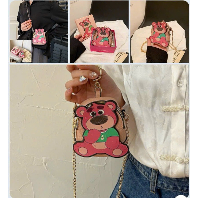 Túi da đeo chéo gấu dâu lotso