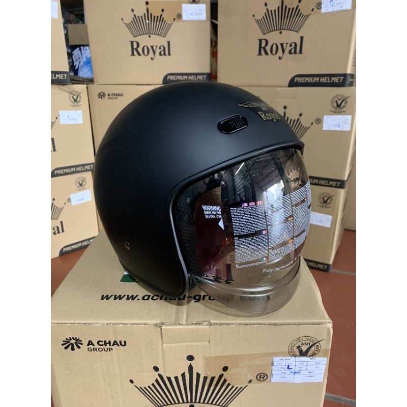 Mũ bảo hiểm kính âm royal royce m139 chính hãng - Nón bảo hiểm dấu kính royce đen nhám bảo hành 12 tháng