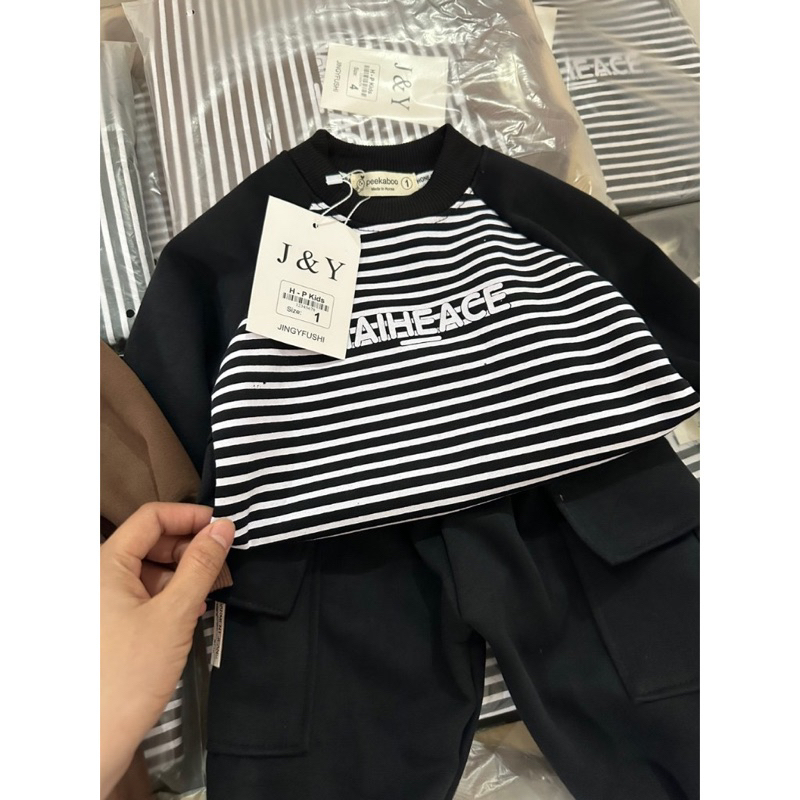 Sét bộ quần áo bé trai dài tay thu đông vải nỉ hai da đẹp