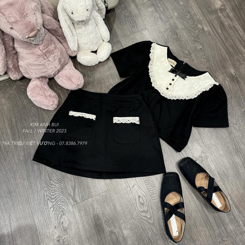 Set Áo Phối Ren Kèm Chân Váy Kim Anh Bùi
