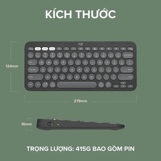 Bàn Phím Bluetooth Logitech Pebble Keys 2 K380s Multi-Device - Hàng Chính Hãng