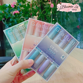  Set 4 Bút Dạ Quang, Bút Đánh Dấu, Bút Note Highlight Pastel Bảo Vệ Mắt Cực Xinh Bloomin2k
