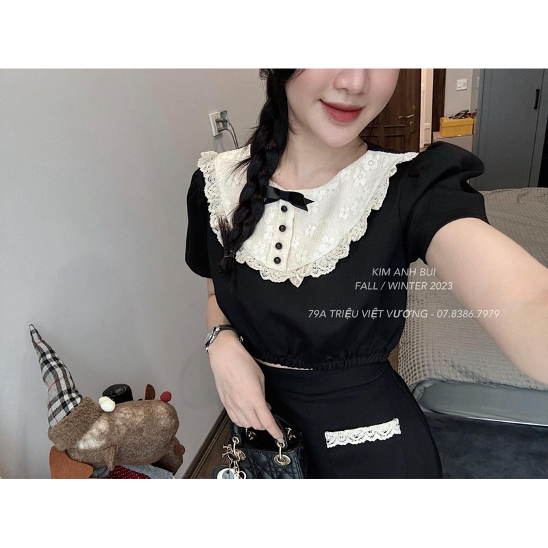 Set Áo Phối Ren Kèm Chân Váy Kim Anh Bùi