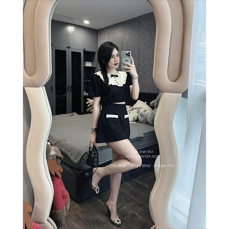 Set Áo Phối Ren Kèm Chân Váy Kim Anh Bùi