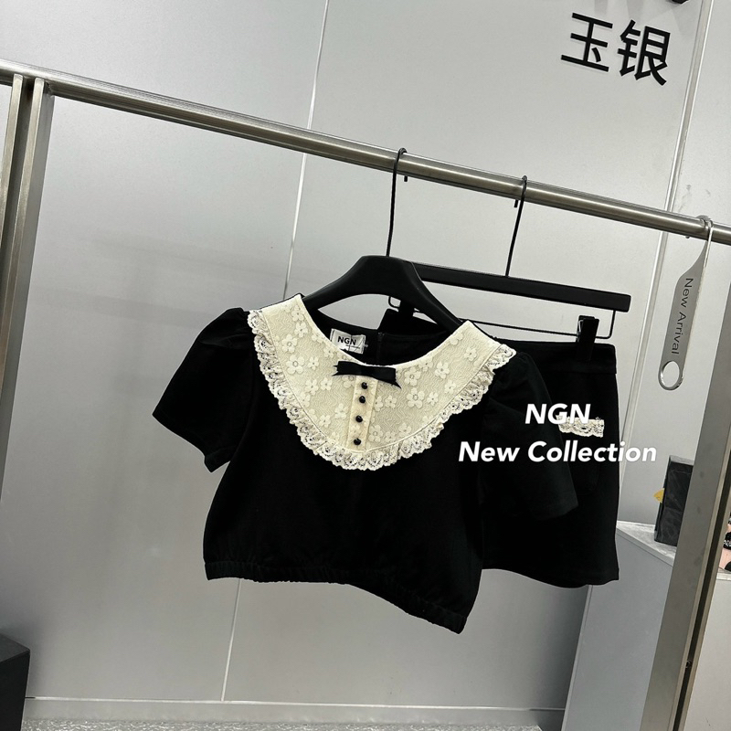 Set Áo Phối Ren Kèm Chân Váy Kim Anh Bùi