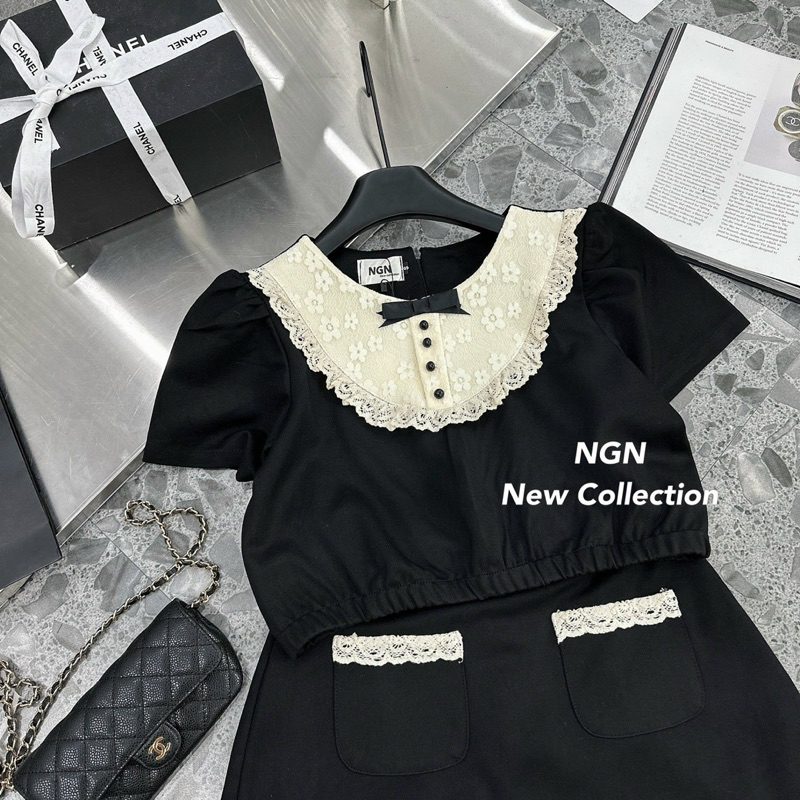 Set Áo Phối Ren Kèm Chân Váy Kim Anh Bùi