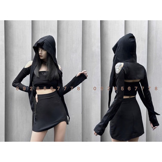 Áo khoác croptop có mũ tay dài