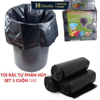Túi Đựng Rác Set 3 Cuộn Túi Rác Đen Tự Phân Hủy Thân Thiện Với Môi Trường   [ MÃ F300 ]
