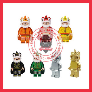 Minifigures mô hình lắp ráp nhân vật mặc đồ mua Lân sư truyền thống