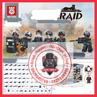 Army Swat minifigures TBS Đội 6 lính đặc nhiệm Raid kèm trang bị vũ khí