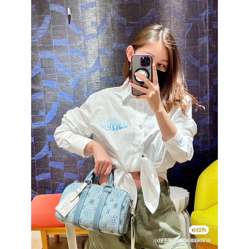 Túi trống L v KEEPALL BANDOULIERE Size 25*15*11cm FULLBOX JEANS BÒ