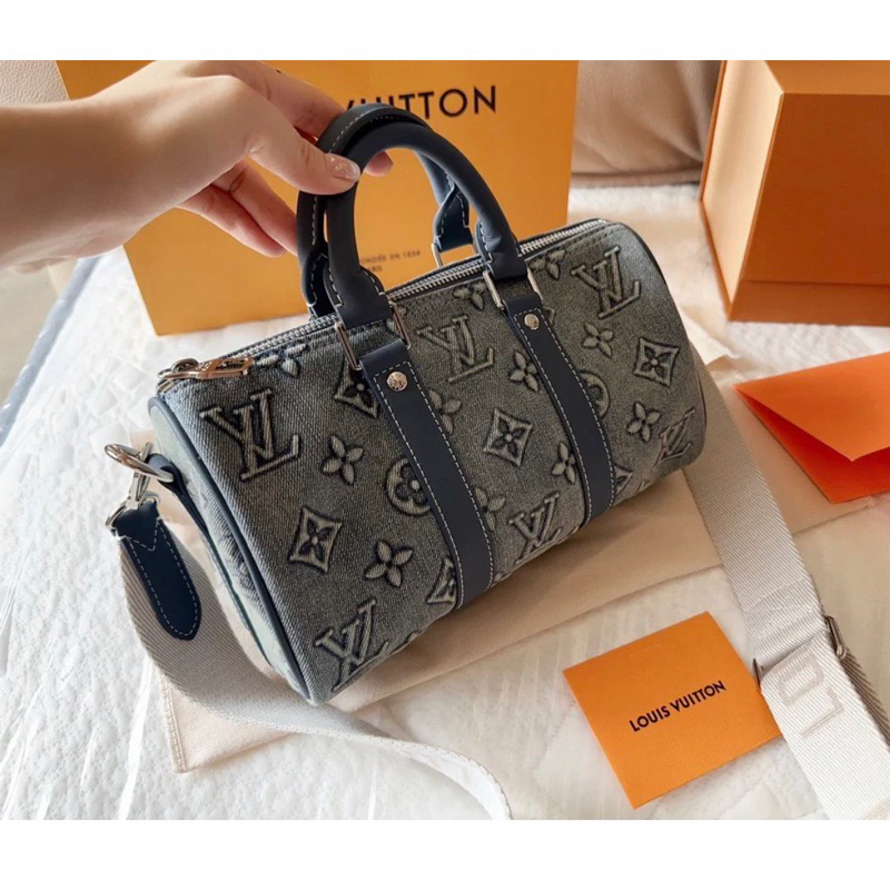 Túi trống L v KEEPALL BANDOULIERE Size 25*15*11cm FULLBOX JEANS BÒ