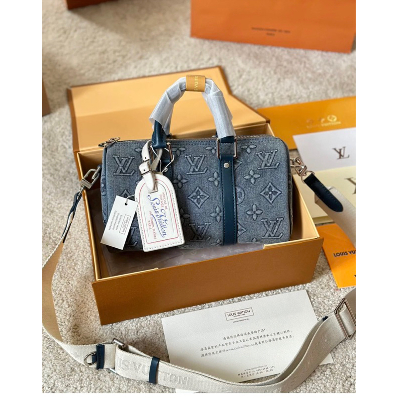 Túi trống L v KEEPALL BANDOULIERE Size 25*15*11cm FULLBOX JEANS BÒ