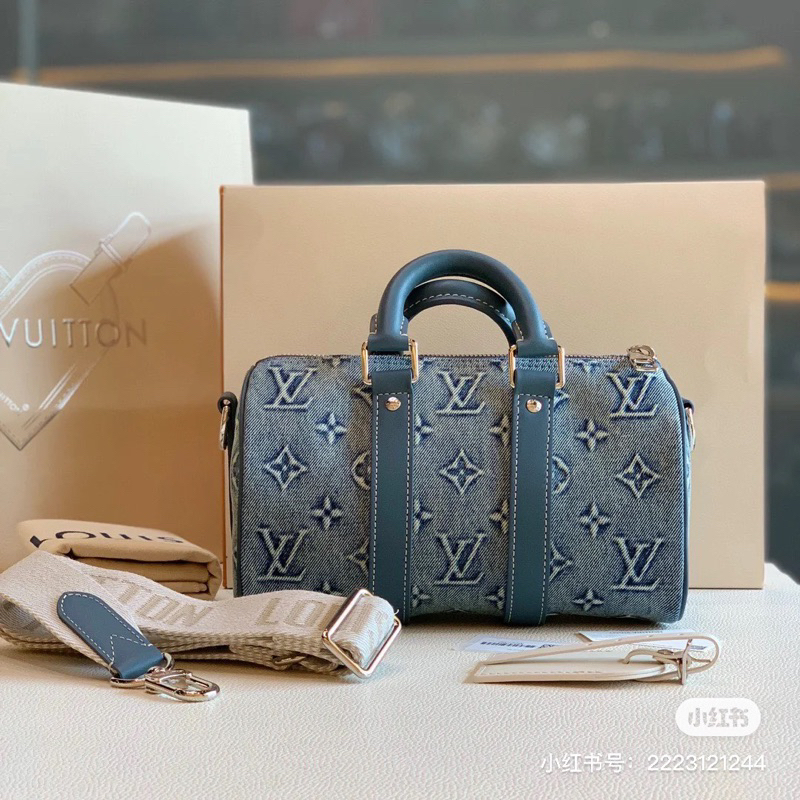 Túi trống L v KEEPALL BANDOULIERE Size 25*15*11cm FULLBOX JEANS BÒ