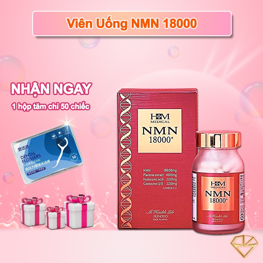 Viên uống NMN 18000 mg Aishodo, Viên uống NMN 18000 trẻ hóa da Aishodo Nhật Bản - Sáng Da, Chống Lão Hóa 90 viên.