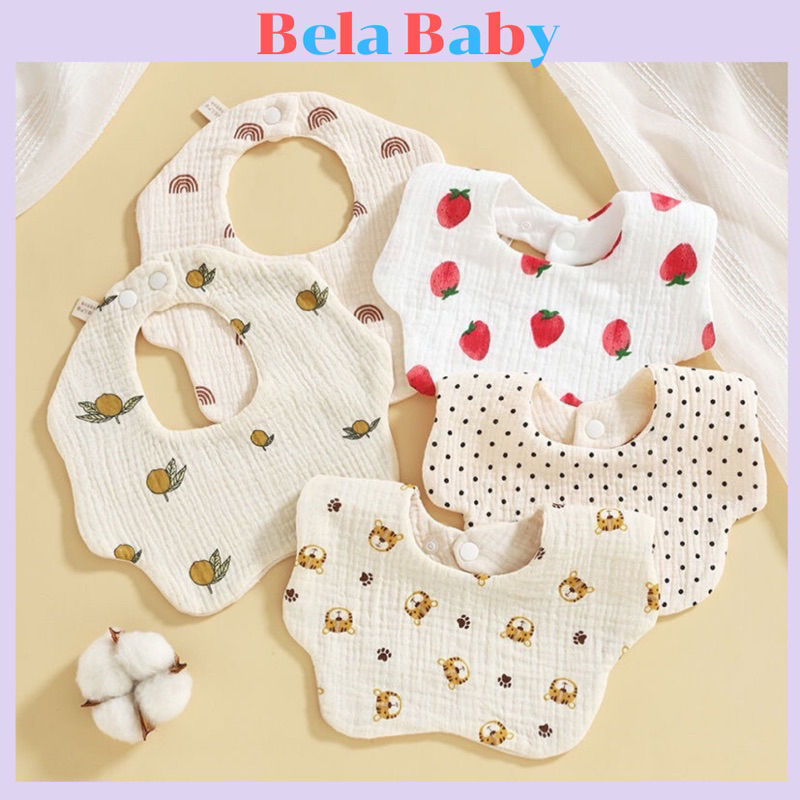 Yếm cổ tròn xoay 360 độ cho bé chất liệu Mus.lin 100 % cotton cao cấp